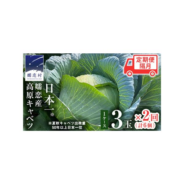 ■ 容量　毎月1回、合計隔月2回お届け　嬬恋産 高原 キャベツ 3玉 1ケース　（1玉約1.5〜2kg）■ 配送について　2026年6月30日までにご入金確認分：2026年7月、9月にお届け　2026年7月末までにご入金確認分：2026年8...