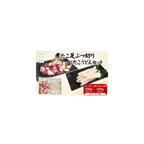 ふるさと納税 北海道産 ボイルタコ足 ぶつ切り たこうどん セット 計700g タコ 蛸 ミズダコ ボイル済み 北海道鹿部町