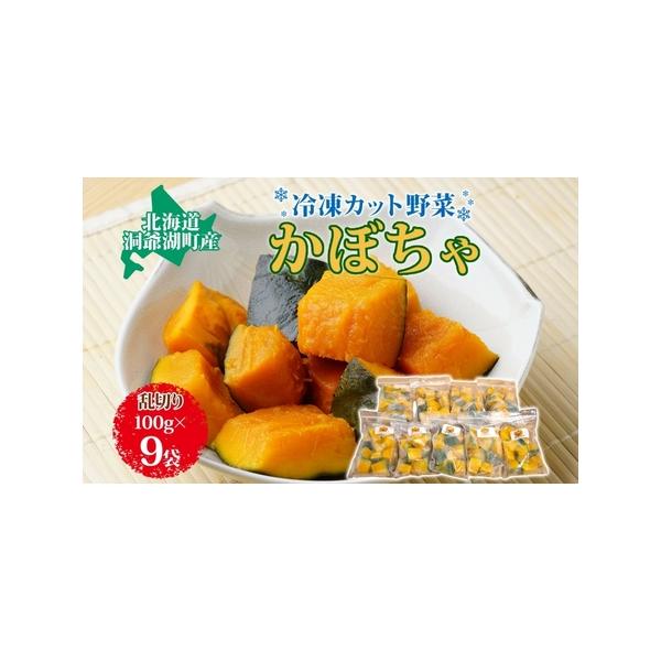 ■ 容量　役に立ちます　冷凍カット野菜　かぼちゃ100g×9袋　　▼返礼品の地場産品基準　洞爺湖町と周辺区域で生産された野菜を使用して、洞爺湖町内でカット、下茹で、冷凍することにより、一定程度以上の付加価値が生じています。　　タイプ：【冷凍】