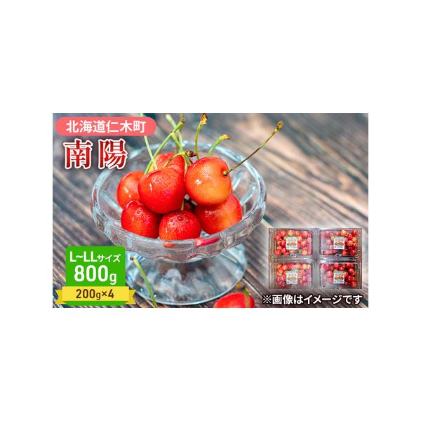■ 容量　さくらんぼ【南陽】800g（200g×4）　サイズ：L-LL混合 　産地：北海道仁木町　※賞味期間：発送から3日程度（冷蔵）　　※ふるさと納税返礼品地場産品基準(平成31年総務省告示第179号第5条)のうち該当する類型について　仁...