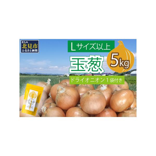 ■ 容量　玉葱 5kg（Lサイズ以上）　北見ドライオニオン 1袋■ 配送について　発送可能時期より順次発送予定　（2025年11月〜2026年2月中）　タイプ：【常温】