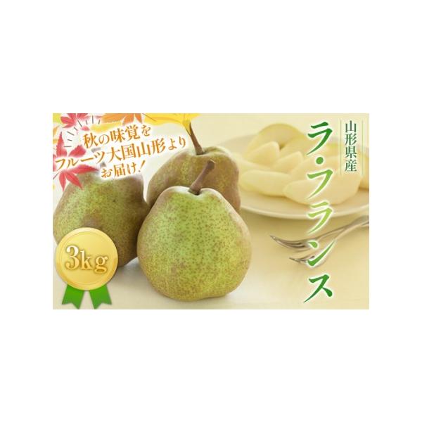 ■ 容量　産地:山形県産　品種:ラ・フランス　内容量：3kg(8〜12玉)■ 配送について　2026年11月上旬〜12月下旬頃に順次発送　※発送時期は、例年の発送時期を記載しております。天候や収穫状況により変更になる場合があります。　タイプ...