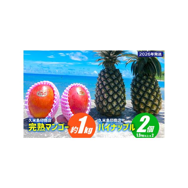 ■ 容量　久米島産マンゴー：1kg（2個〜3個）　　※玉数の指定は出来ません。　久米島産パイナップル：3kg以上（1.5kg以上×2個）　（ハワイ種　Ｎ67-10）■ 配送について　2026年7月初旬〜8月下旬　タイプ：【冷蔵】