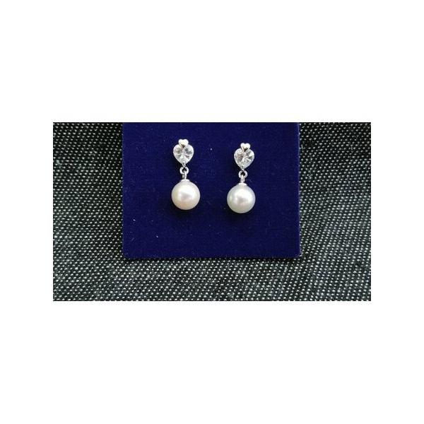 伊勢志摩あこや本真珠ピアス・ジルコンハートSV製