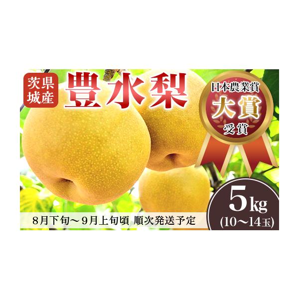 容量茨城県産「豊水梨」約5kg（10〜14玉）消費期限常温で5日程度発送期日2026年8月下旬〜9月上旬にかけて発送予定※天候などの影響や育成具合により、発送時期が変動する場合がございます。※お申込み時に「到着日のご指定」・「曜日指定」はお...