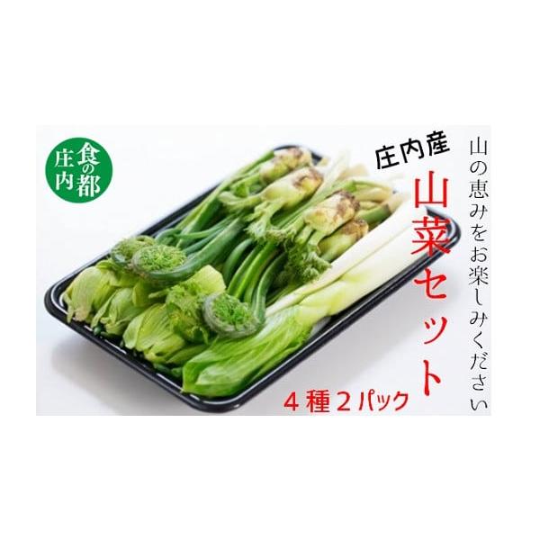 容量■季節の山菜（旬のもの4種類セットを2パック）　・うるい　50g　・たらの芽　25g　・青こごめ　25g　・ふきのとう　2-3個　・行者にんにく　25g　・浅葱　50g　・うど　50g　※品種の指定はお受けできません。■庄内の塩　70g...