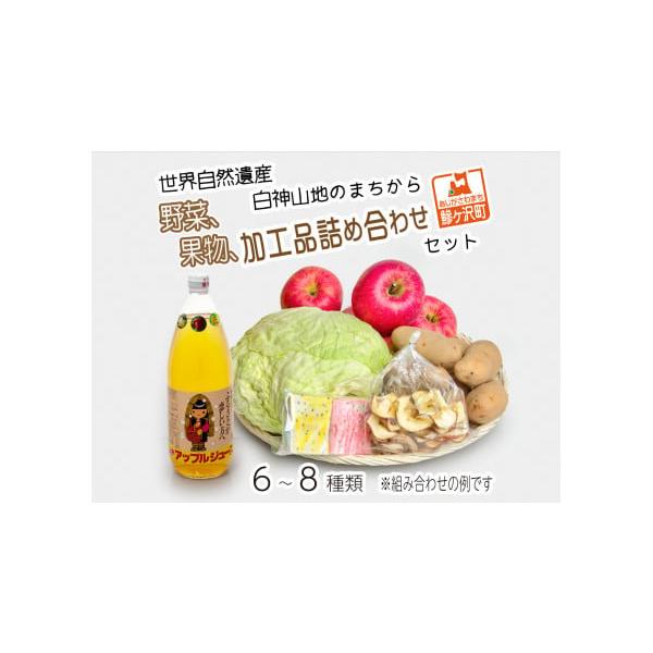 容量野菜、山菜、フルーツ・果物、味噌、乾燥品、りんごジュース等 種類によって異なります。（6〜8種）【総務省告示第179号第5条第2号の地場産品基準に該当する理由】：原材料の主要な部分がほぼ鰺ヶ沢町産であるため発送期日配送冷蔵 別送事業者農...