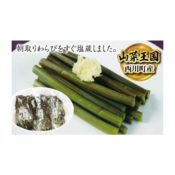 容量塩蔵わらび 1kg×3発送期日配送常温 時間指定 別送事業者西川町総合開発株式会社申込条件何度も申し込み可