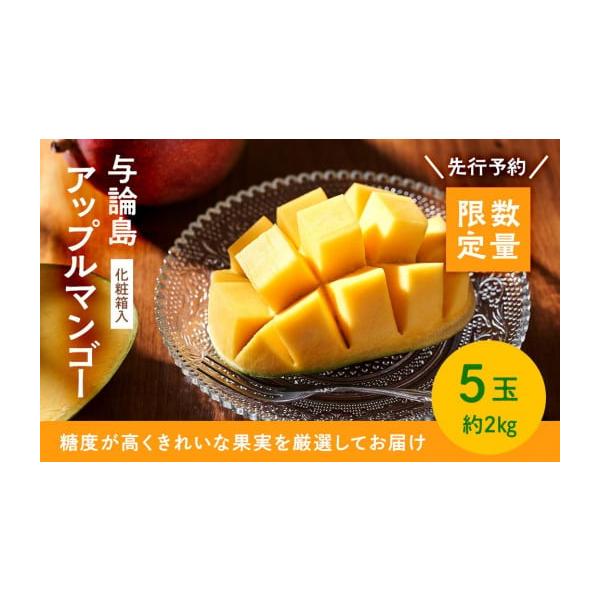 容量アップルマンゴー５個約２キロ品種：アーウイン種（アップルマンゴー）消費期限出荷後10日発送期日2026年6月上旬〜2026年8月中旬配送冷蔵 時間指定 別送申込期日所定の数量に達したら受付終了事業者与論島の果実畑　川畑熱帯果樹園申込条件...