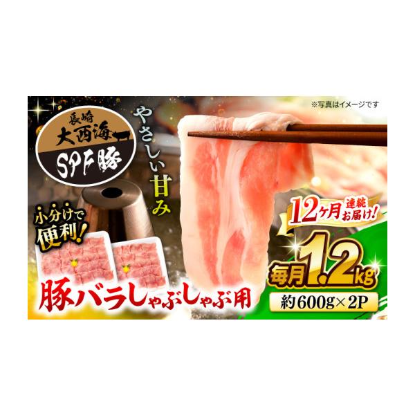 ふるさと納税 豚肉 バラ 長崎県 西海市  月1回約1.2kg×12回定期便 大西海SPF豚 バラ（しゃぶしゃぶ用）計14.4kg 訳あり 大西海ファーム CEK122