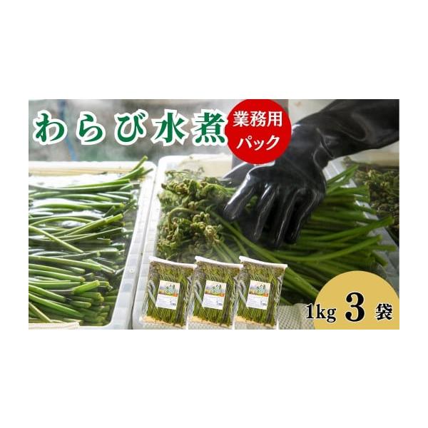 容量わらびの水煮　業務用１kg× ３袋＜原材料＞わらび、食塩、亜鉛含有酵母エキス、ｐｈ調整剤、酸化防止剤（ビタミンC、フェルラ酸）＜産地＞西和賀産消費期限【賞味期限】製造日より180日発送期日決済から14日前後で発送配送冷蔵 日指定 時間指...