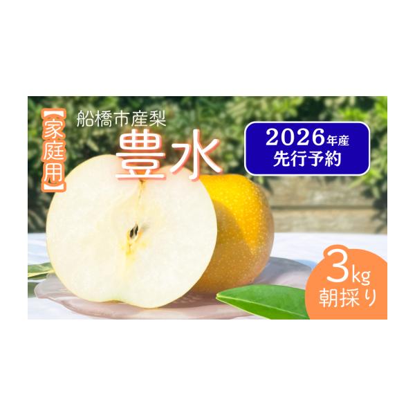 容量豊水3kg　6~9玉消費期限到着後できるだけ早くお召し上がりください。梨が傷むため、到着後すぐ箱から出して保管してください。※お手元に届きましたら、必ずすぐに箱を開けてください。※傷み等ある場合は当日中にご連絡ください。発送期日2026...