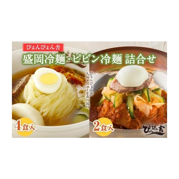 容量盛岡冷麺（麺150g×2、スープ160g×2、キムチ40g×2、酢5g×2、ごま1g×2）×2、ピビン冷麺（麺130g×2、ソース140g×2、大根漬け40g×2、酢5g×2、ごま1g×2）×1※総務省告示第百七十九号第五条における商品...