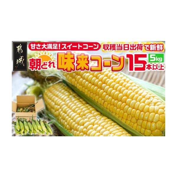 容量都城産スイートコーン・味来コーン　5kg以上（15本以上）消費期限目安として、収穫から5日程度。生ものですので、到着後早めにお召し上がりください。発送期日こちらの返礼品は、2026年6月以降、順次お届け予定です。※ご不在日や住所変更の連...