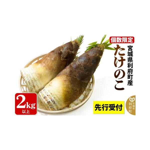 容量■名称：宮城県利府町産 たけのこ■内容量：2kg以上（2〜6本）■保存方法：冷蔵庫の野菜室での保存■注意事項：★配送される年、時期をよくご確認ください★・収穫したたけのこのサイズにより本数が異なります。・気温や天候や生育、収穫等の状況に...