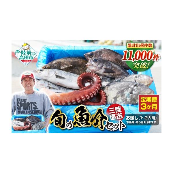 ふるさと納税 旬の鮮魚等 岩手県 陸前高田市 3ヶ月定期便 ／ 下処理しない 鮮魚セット 三陸海の恵み詰め合わせ(1回あたりのお届け目安：1〜2人用) 無添加 鮮…