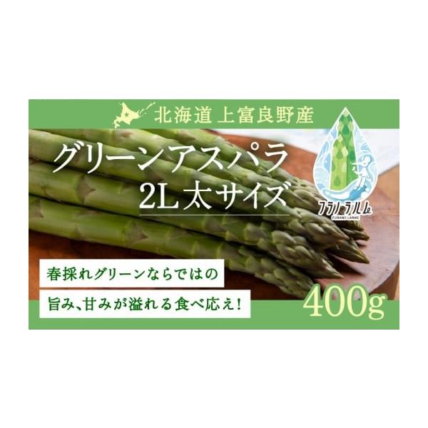 容量【北海道上富良野産】グリーンアスパラガス 2Lサイズ 400g【お申込み前に必ずお読みください】●お礼の品をお受取いただきましたら、すぐにお礼の品の状態をご確認お願い致します。お日にちが経過してからの対応は致しかねますので、万が一、不良...