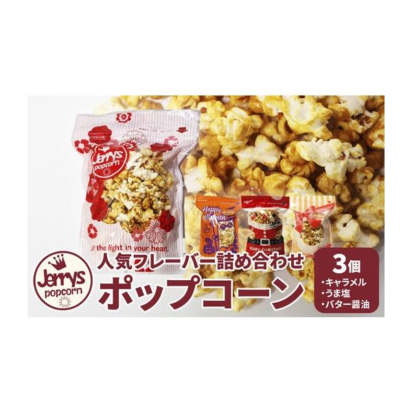 ふるさと納税 菓子 スナック 京都府 舞鶴市 ジェリーズ ポップコーン 人気フレーバー3個 Mサイズ 詰め合わせ セット | ポップコーン 3種類 キャラメル うま塩 …