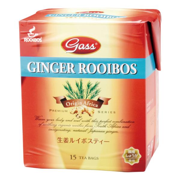 Gass ジンジャールイボスティー 30g 15包 有機ルイボス茶葉 高知産特別栽培生姜 ノンカフェイン