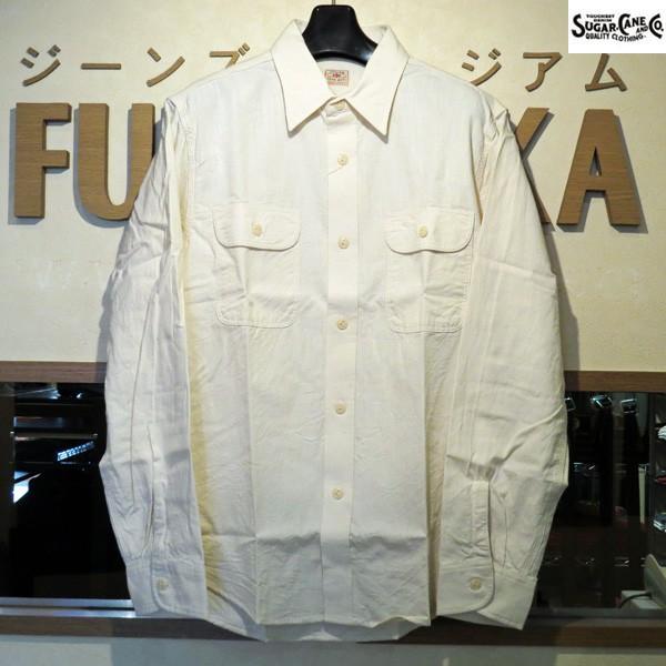 SUGAR CANE シュガーケーン Sugar Cane ホワイトシャンブレー長袖 