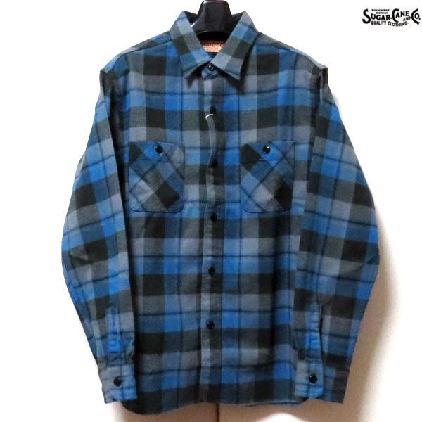 Sugar Cane 青黒オンブレチェック ネルシャツ Sugar Cane 青黒オンブレチェック ネルシャツ SUGAR CANE シュガー