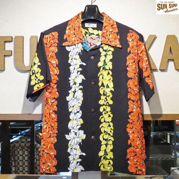 【美品】サンサーフ アロハシャツ FLORAL CHAIN 黒 Mサイズ SUN SURF 【売切れ】サンサーフ アロハシャツ Sun Surf FLORAL CHAIN