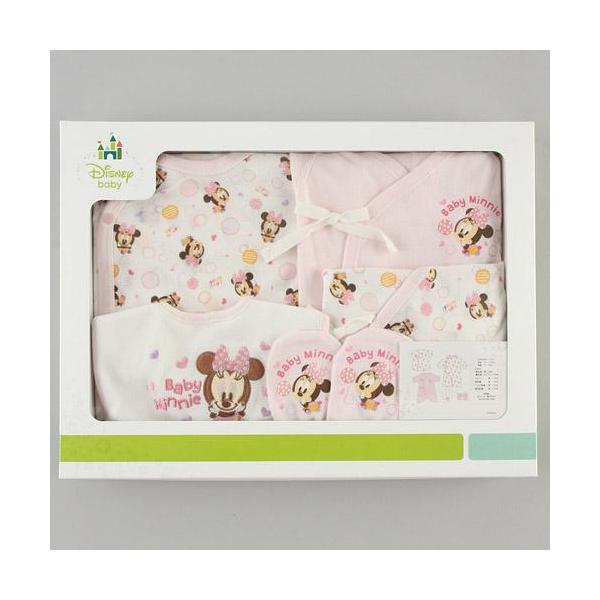ディズニー ベビー5点ギフトセット ミニーちゃん ピンク（出産祝いプレゼント ギフト 贈り物 誕生日 スタイ ロンパース ミトン 肌着)