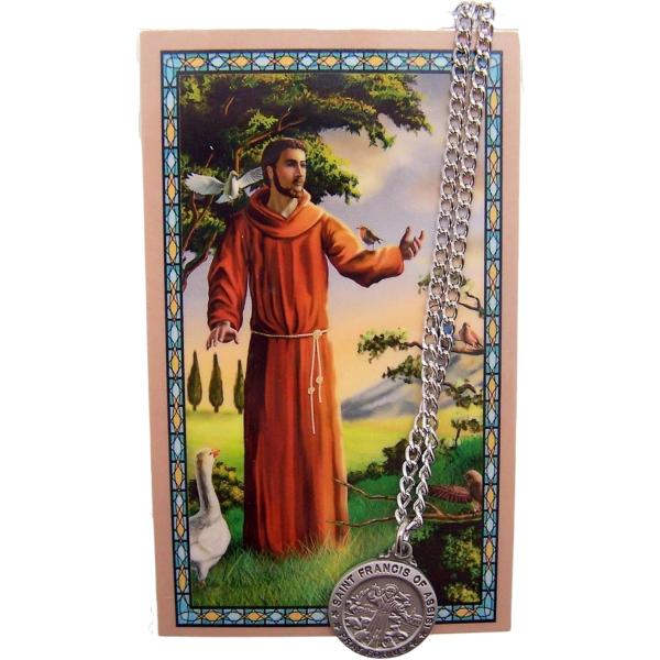 並行輸入品】アッシジの聖フランチェスコ 3/4インチ ピューターメダル