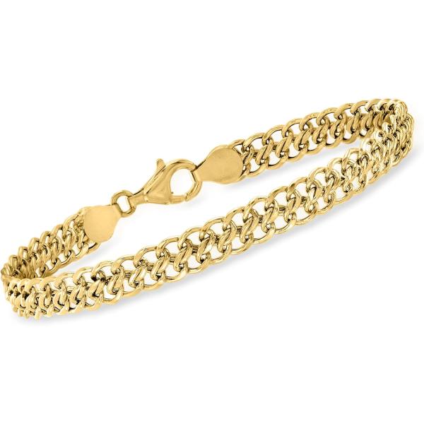ゴールドK18&pt850 リンクブレスレット 並行輸入品】イタリア18 kt黄色ゴールド織リンクブレスレット : Global