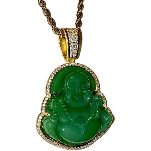 並行輸入品】アイスドラウイングブッダグリーン翡翠ペンダント