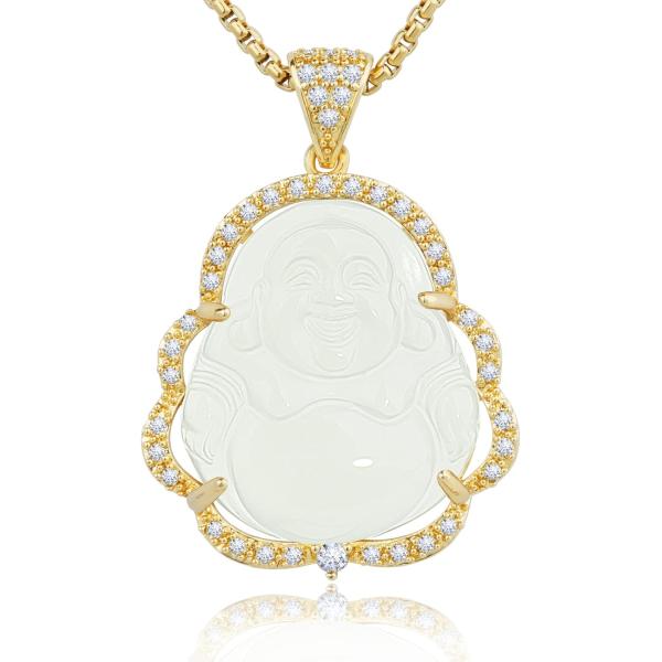 並行輸入品】2 ピース ラッキーブッダネックレス 翡翠石