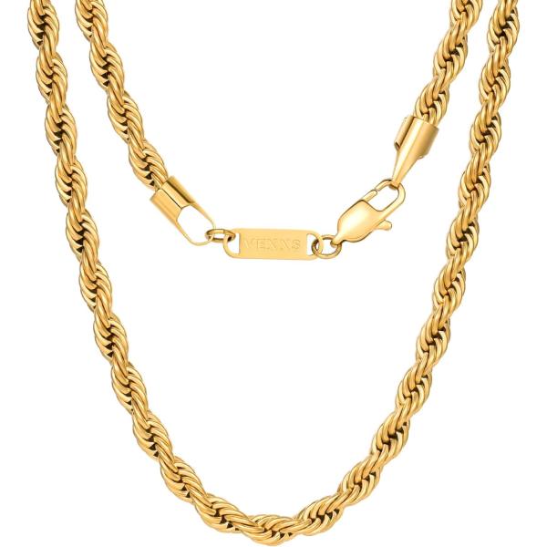 並行輸入品】VEXXS ロープチェーン 18K リアルゴールドメッキ