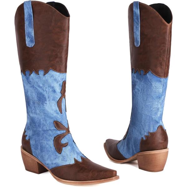 並行輸入品】Cozivwaiy レディース デニムカウボーイブーツ カラー