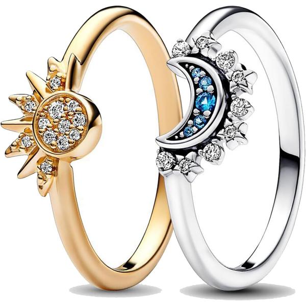 並行輸入品】LKingel 1ペア 天体太陽と月のリングセット 女性用 14K