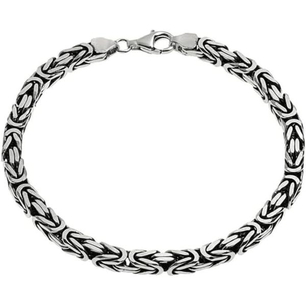 スターリングシルバーキューブバリビザンチンキングチェーンメンズ