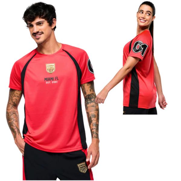 ズンバ ZUMBA Victory ラグラン クルーネック Tシャツ レッド