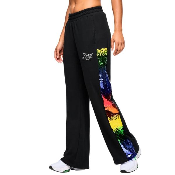 ズンバ（ZUMBA） ロゴ スパンコール付き ワイドレッグ スウェット