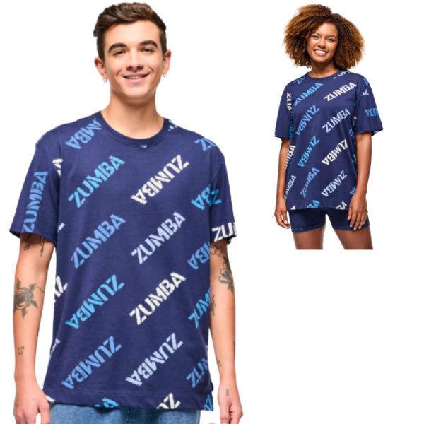 ズンバ ZUMBA ロゴ クルーネック Tシャツ ユニセックス Blue