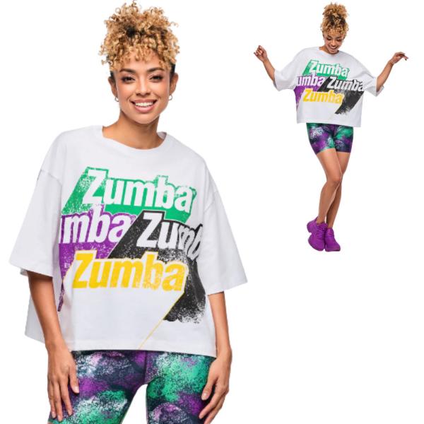 ズンバ（ZUMBA） ロゴ クルーネック Tシャツ ホワイト ユニセックス