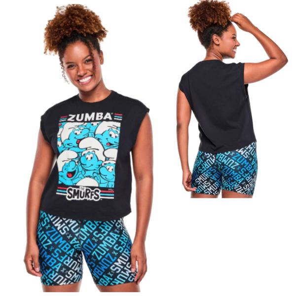 ズンバ ZUMBA X The Smurfs スマーフ コラボ ロゴ タンクトップ ブラック 黒 レディース 取り寄せ