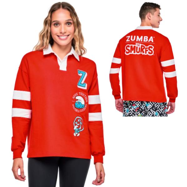 ズンバ ZUMBA X The Smurfs スマーフ コラボ ロゴ 長袖 ポロシャツ レディース メンズ ユニセックス 取り寄せ