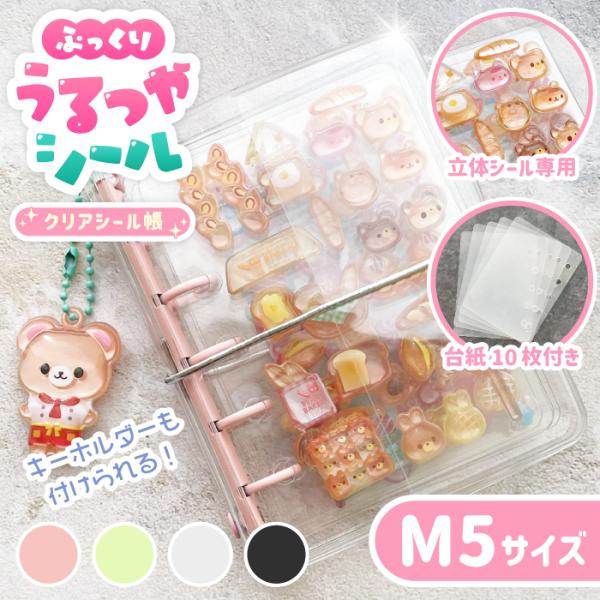 【立体シール専用 シール帳 M5サイズ 専用リフィル10枚付き】シール帳 リフィル 台紙 透明 5穴 リフィル付きバインダーファイルかわいいチャームぷっくりシール