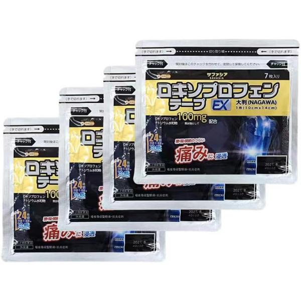 ロキソプロフェンテープEX大判NAGAWA 7枚入 x4【第2類医薬品】 ※セルフメディケーション税制対象商品［ネコポス配送1］