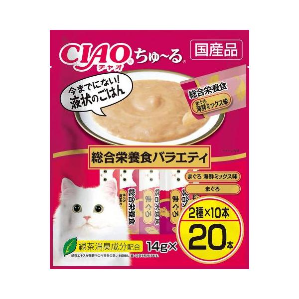他サイト： チャオ ちゅ~る 総合栄養食バラエティ 14g×20本 猫 ねこ おやつ チュール いなば ペットフード チャオ 4901133993664の商品画像