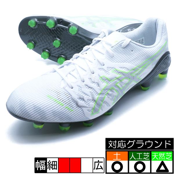 サッカースパイクメーカー：アシックス asicsカラー：WHITE/GREEN GECKOアッパー：合成樹脂アウトソール：合成底（ナイロン）・合成底（ウレタン）優れたホールド性を求めるプレーヤーにおすすめのDS LIGHT ACROSが進化...