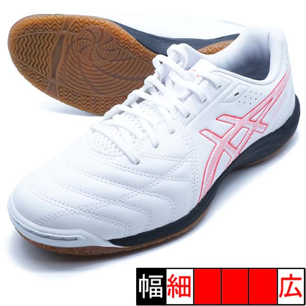 フットサルシューズ インドア 室内用メーカー：アシックス asicsカラー：WHITE/DIVA PINKアッパー：人工皮革アウトソール：ゴム底インドア用フットサルシューズ。優れた安定性とクッション性を求めるフットサルプレーヤーにおすすめの...