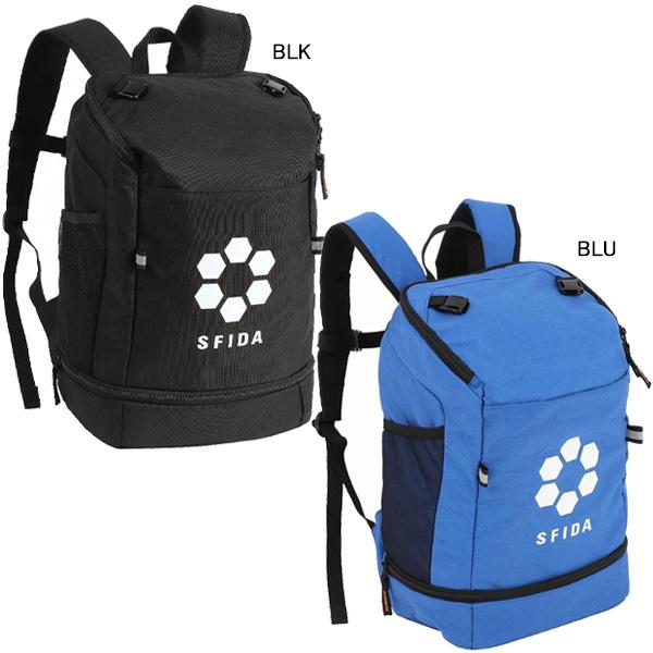 ジュニア 子供用 サッカーバッグ バックパックメーカー：スフィーダ SFIDAカラー：【BLK】【BLU】素材：ポリエステル100%サイズ：28×41×15cm(18L)耐久性・保形性の高い600Dポリエステルオックス使用。ライニングにはポ...