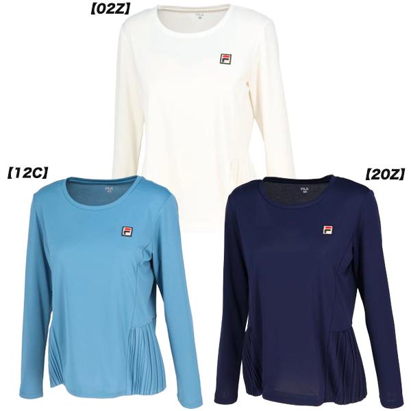 フィラ FILA レディース テニスウェア 53ロングスリーブシャツ 長袖シャツ EL0206ウエスト脇から後身頃にかけてペプラム部分にプリーツ加工を採用。さりげなくウエストマークになりスタイルアップも叶います。シンプルになりがちなロングス...