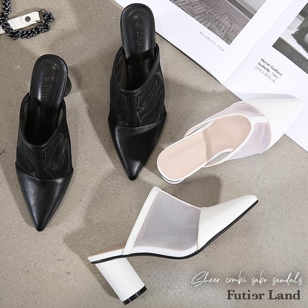 サンダル シアー コンビ サボサンダル サボ メッシュ ポインテッドトゥ シューズ 靴 韓国 ファッション シアーコンビサボサンダル フューティアランド 通販 Yahoo ショッピング