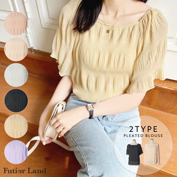 トップス ブラウス マジョリカプリーツ シフォン プリーツ バルーンスリーブ 韓国 ファッション マジョリカプリーツバルーンブラウス フューティアランド 通販 Yahoo ショッピング